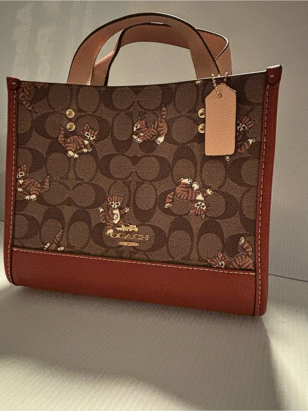 Coach Dempsey Tote 22 Signature Canvas Dancing Kitten Print
